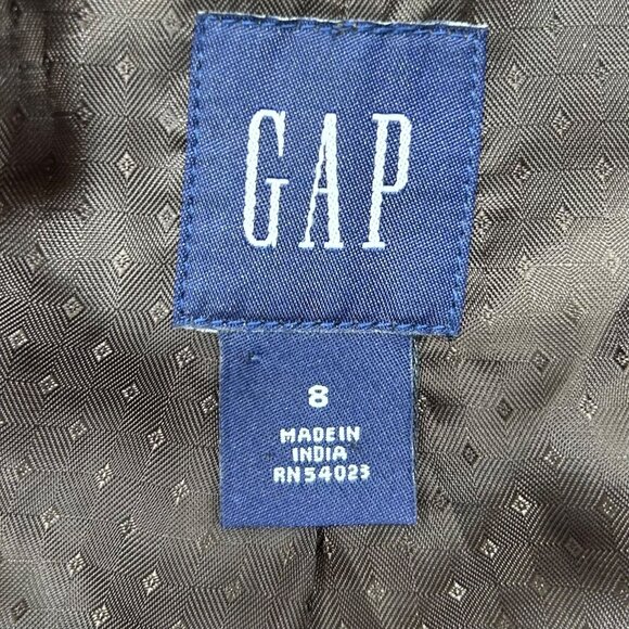 Vintage Wool Blend Coat By GAP Brown Herringbone Tweed Size 8 Pockets Martingale - Picture 3 of 16